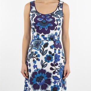 Boden Blue and white Floral Midi Dress